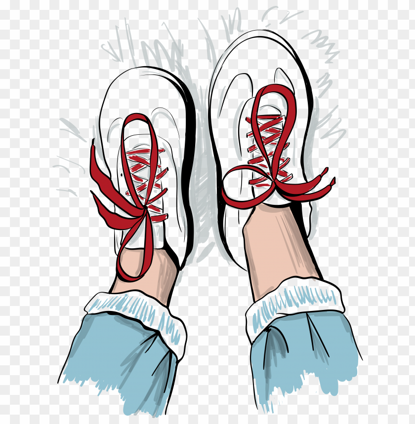 Sketch of sneakers with red shoelaces PNG image with transparent background@toppng.com