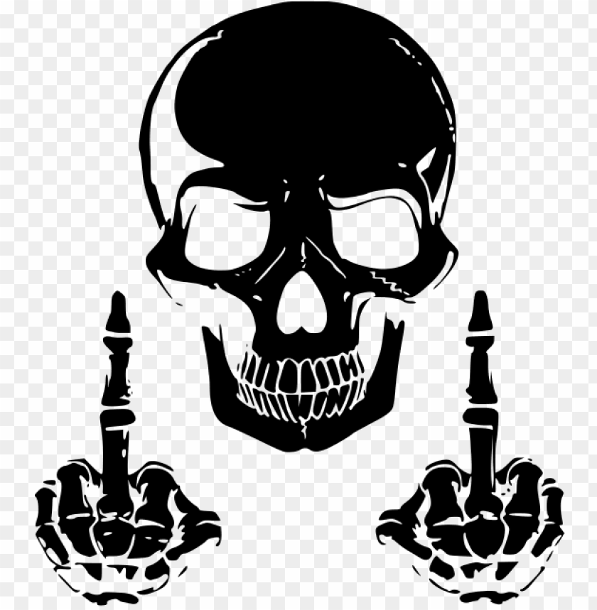 Skull Clipart Wicked - Skulls With Middle Fingers PNG Transparent Background