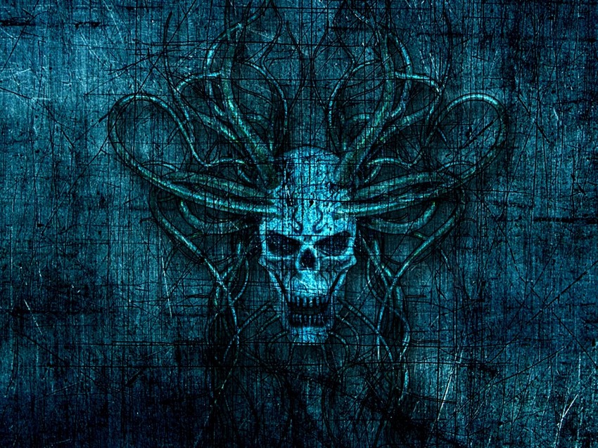 Skull Horns Scratches Art Background Toppng