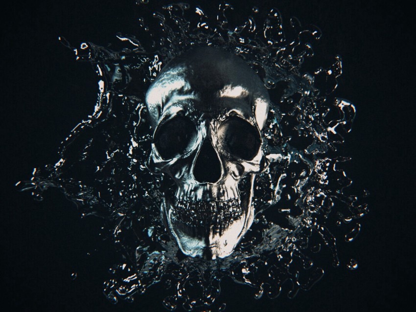 Skull Metal Splash Frozen Dark Png - Free PNG Images