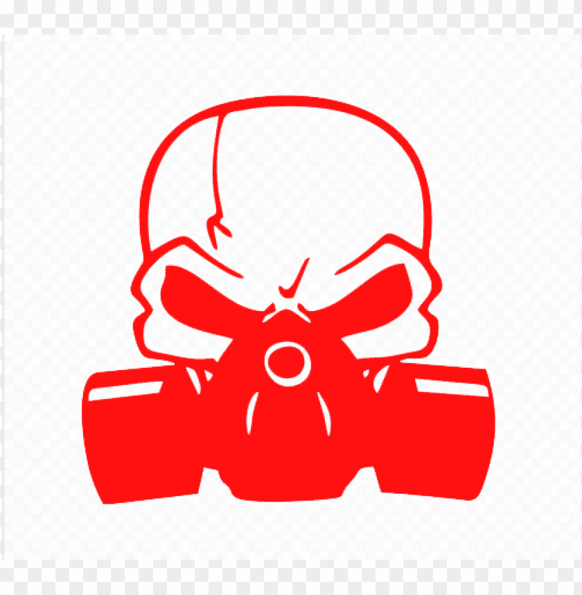 Skull With Gas Mask Red Decal Skull Piston Gas Mask Png Image