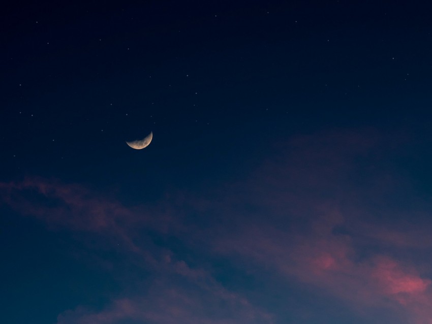 sky, moon, clouds, stars, night