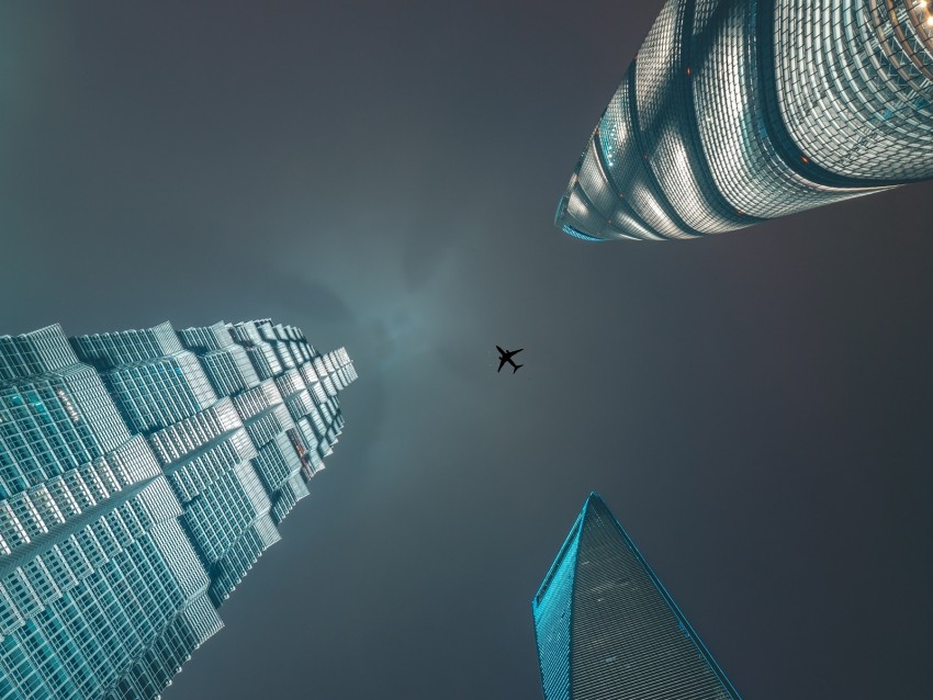 Skyscrapers Bottom View Plane Minimalism Png - Free PNG Images