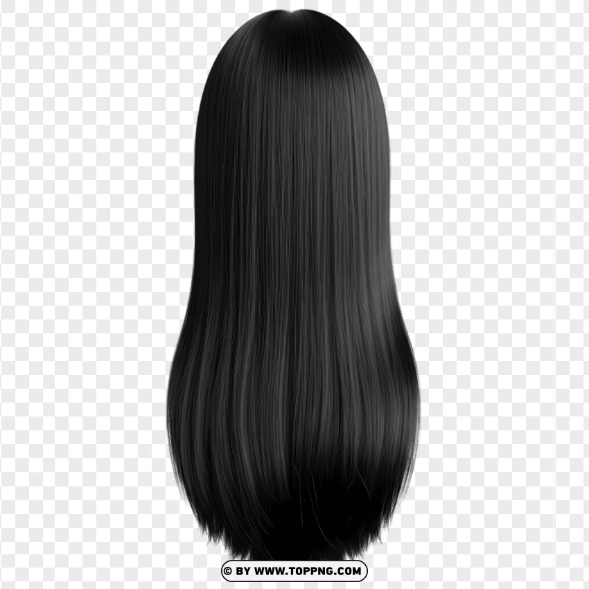 Long sleek black hair – straight, glossy, waist-length