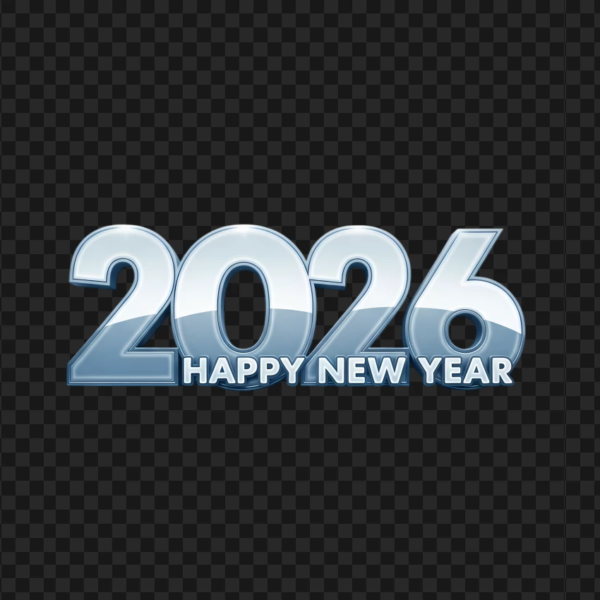 Sleek white and blue 2026 festive typography for modern holiday greeting