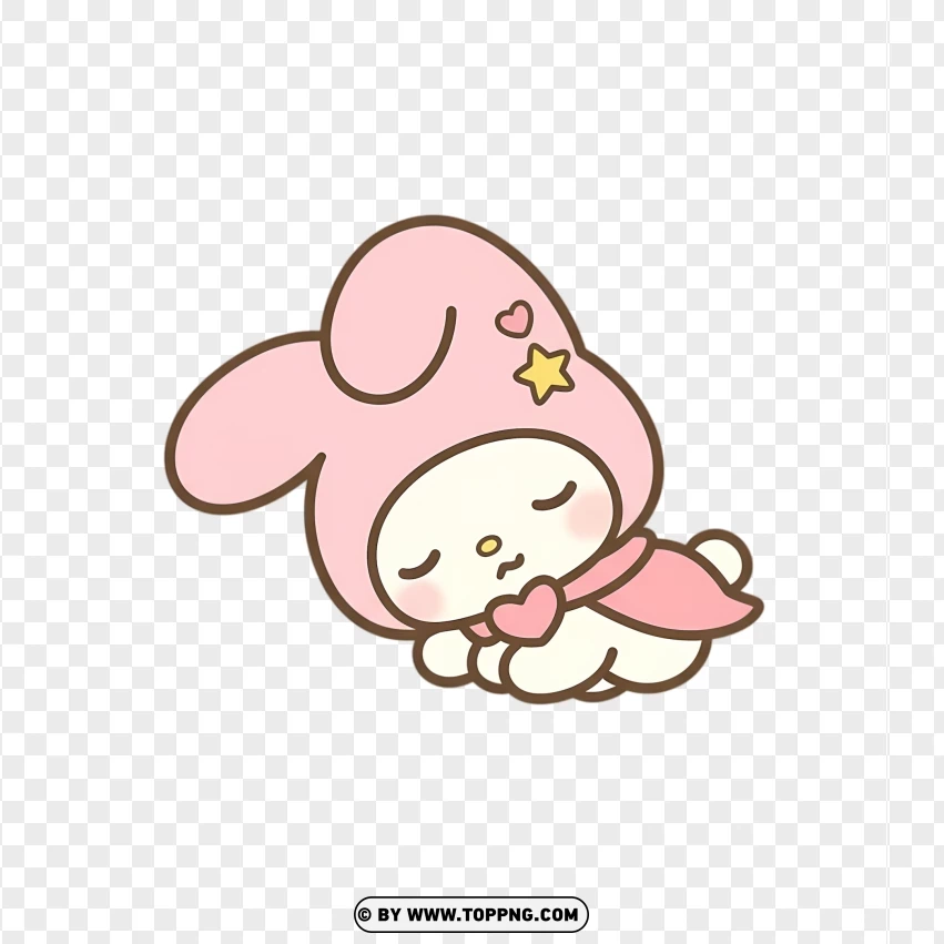 Sleepy pastel bunny dreaming in relaxed chibi pose