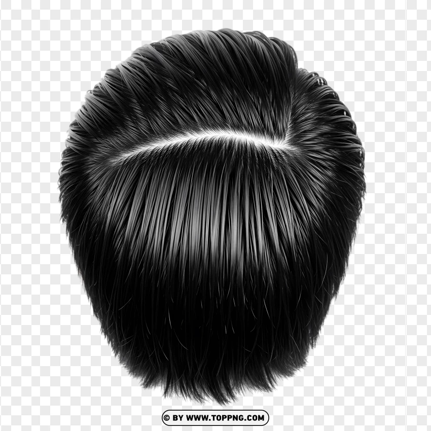 Short slicked-back hairstyle – black, glossy finish