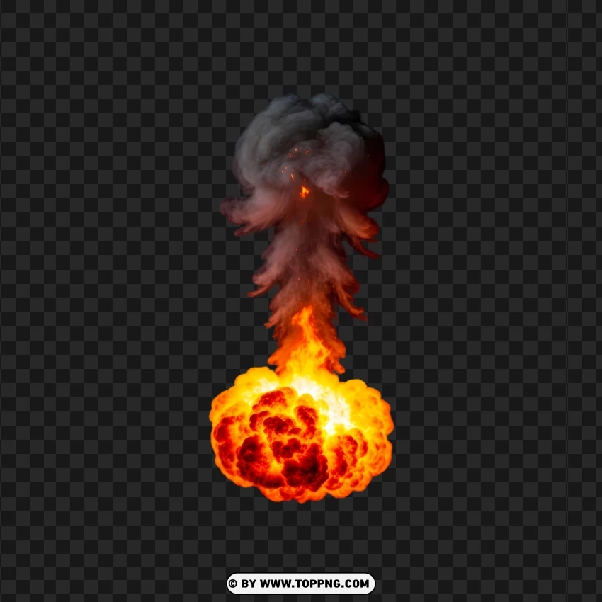 Small Orange Explosion Cloud With Rising Smoke PNG Transparent Background