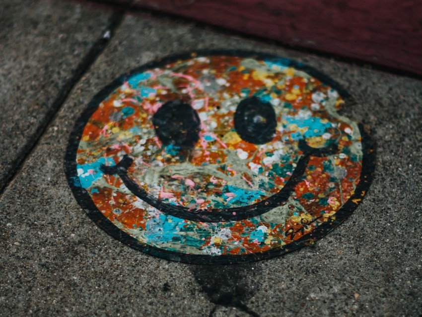 smile, colorful, asphalt, paint, graffiti