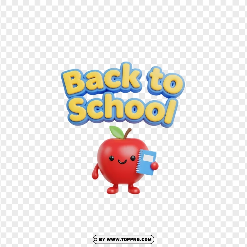 Smiling Apple Back To School Sticker Illustration PNG Transparent Background