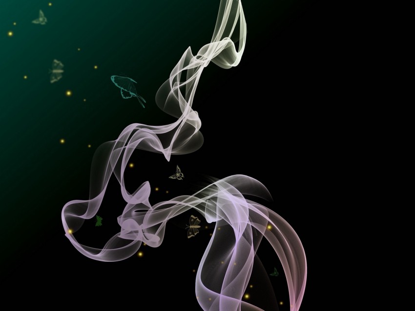 smoke, wavy, butterflies, abstraction