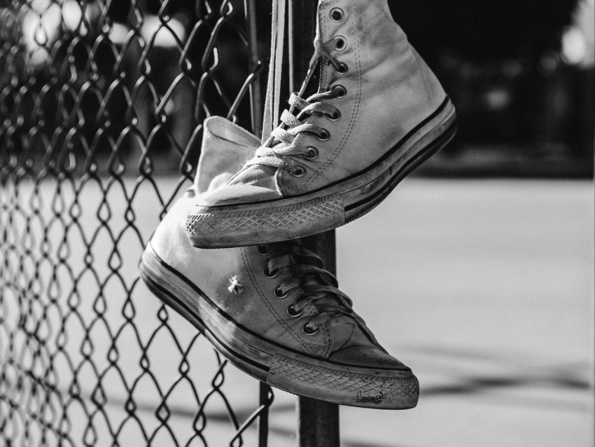 sneakers, shoes, bw, mesh, fence