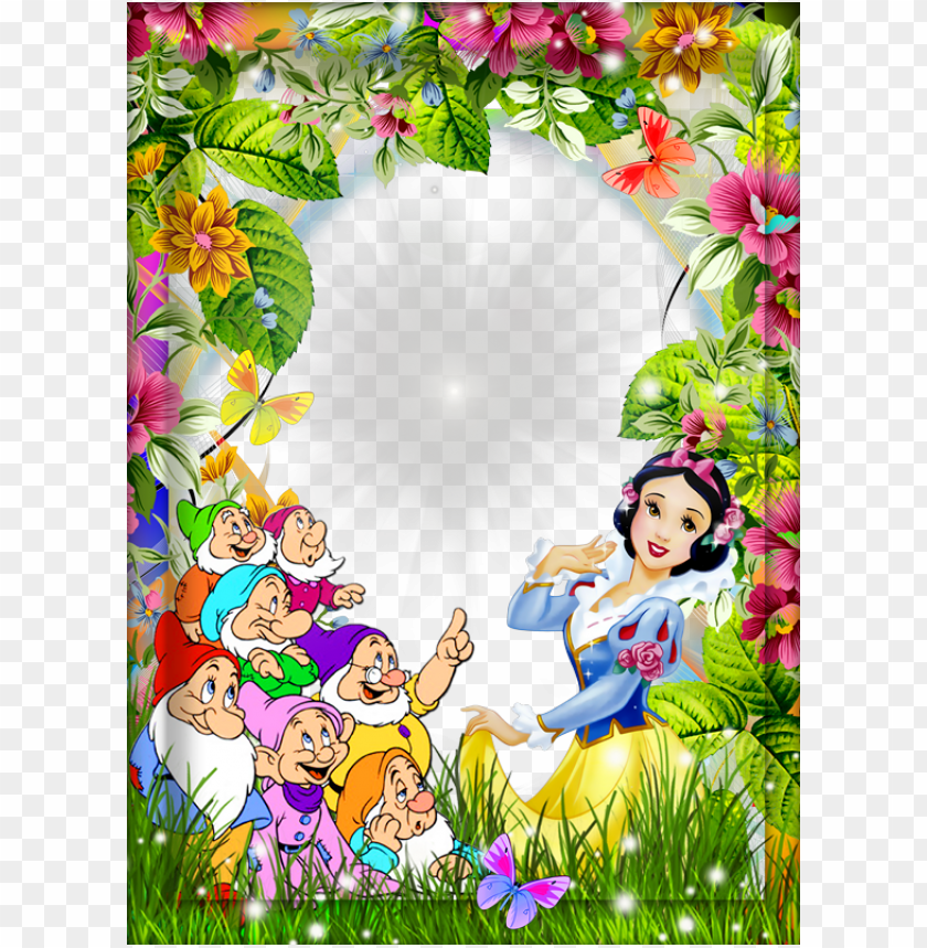 snow white and the seven dwarfs kids transparent frame background best  stock photos | TOPpng