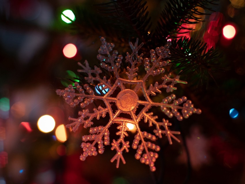snowflake, garland, new year, christmas, christmas tree toy