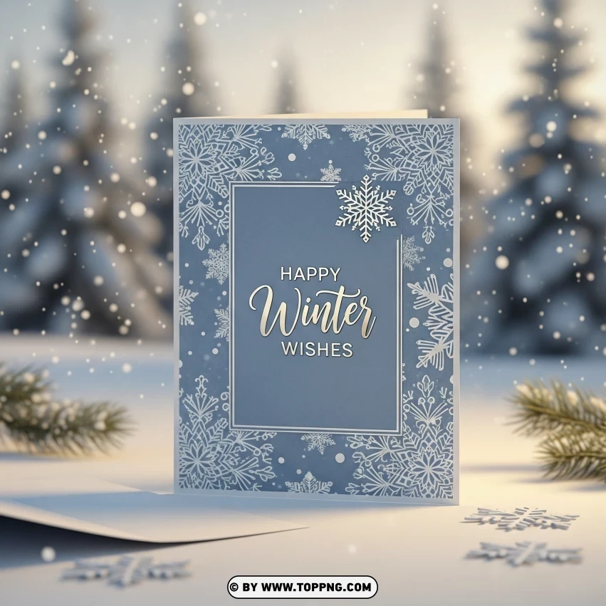 Snowflake-themed Card With Winter Wishes PNG Transparent Background