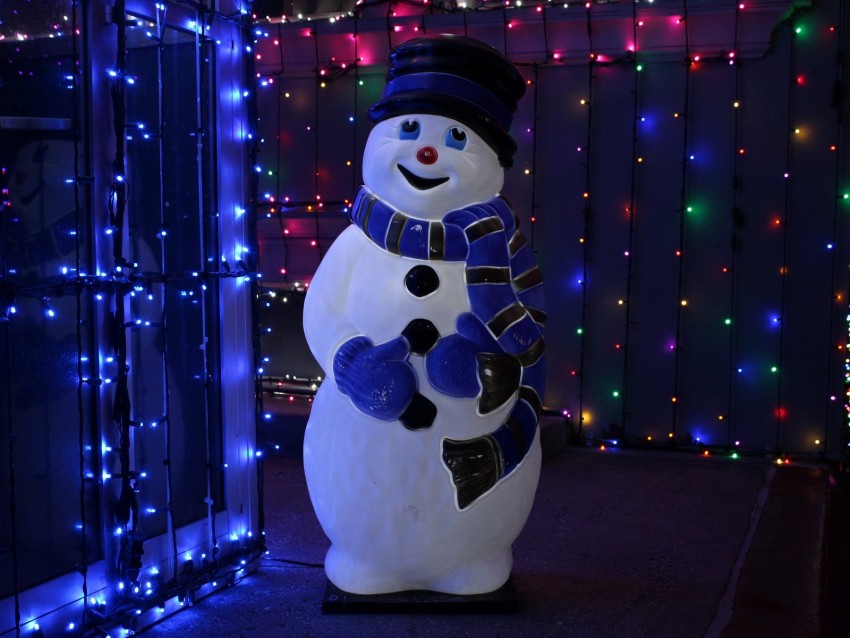 snowman, christmas, new year, garland, backlight
