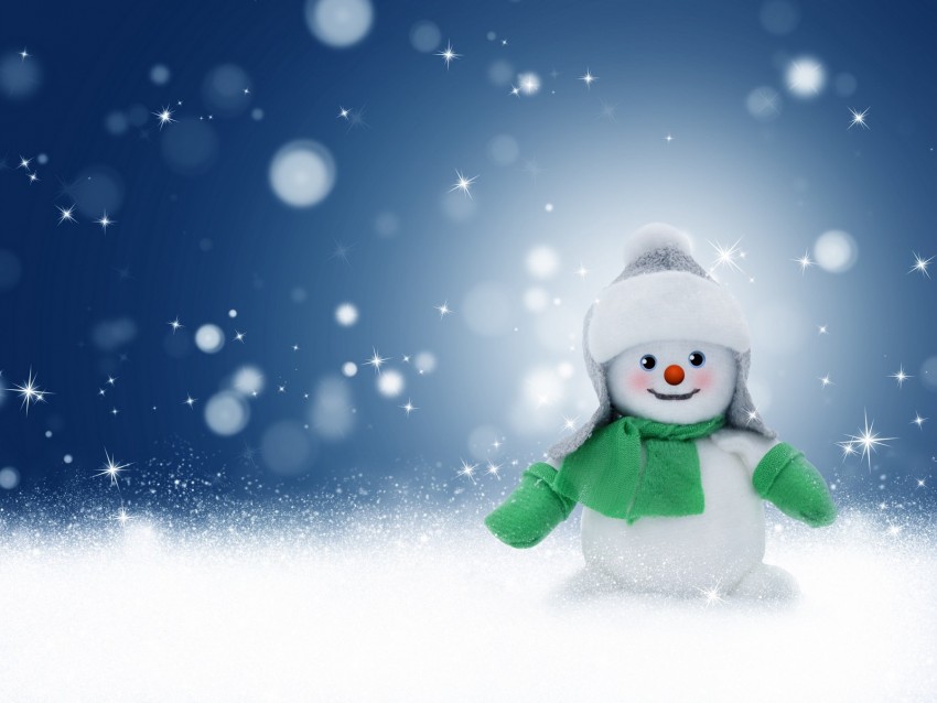 snowman, toy, new year, christmas, glare, bokeh