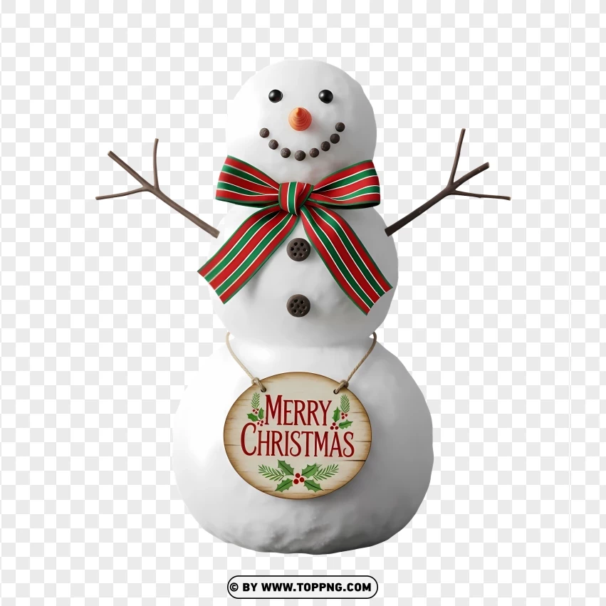 Snowman With Ribbon Christmas Sign PNG Transparent Background