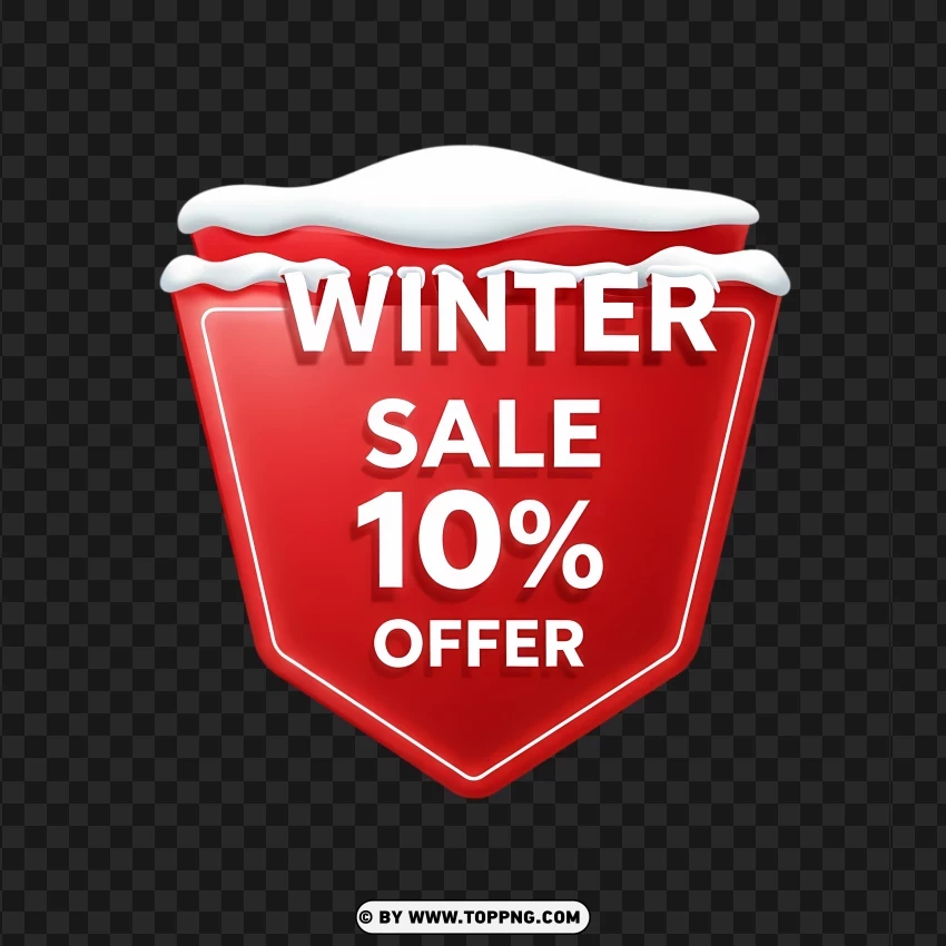 Snowy Christmas Promo Label Showing 10 Percent PNG Transparent Background