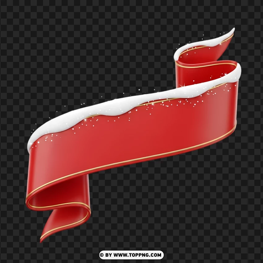 Snowy Curved Red Sale Banner PNG Transparent Background