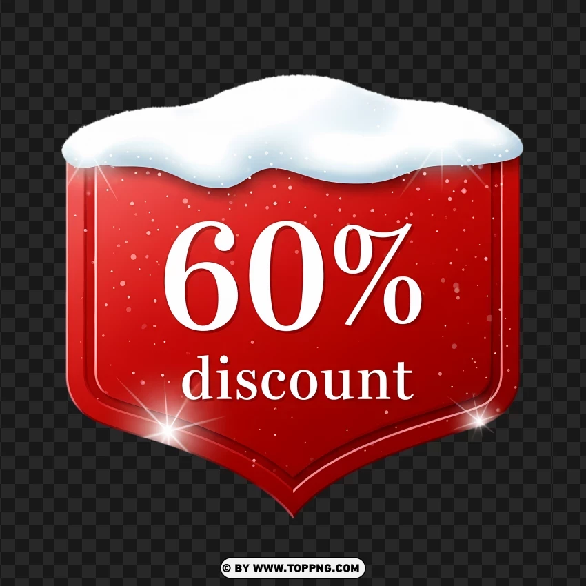 Snowy Holiday Discount Tag 60% PNG Transparent Background