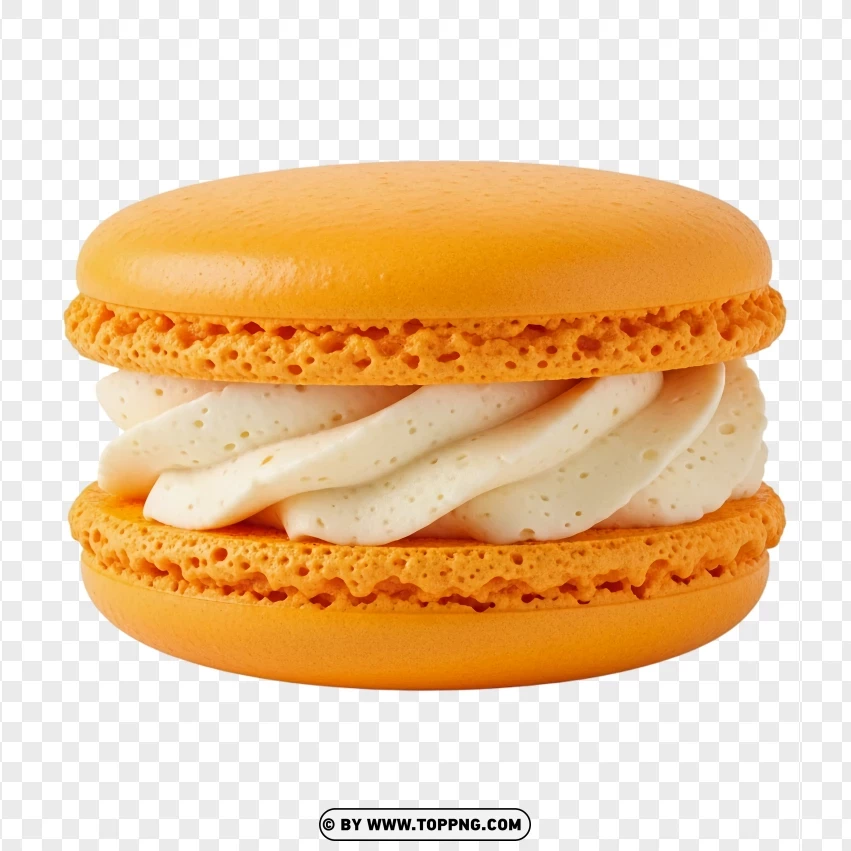 Soft Orange Macaron With Sweet Cream Center PNG Transparent Background