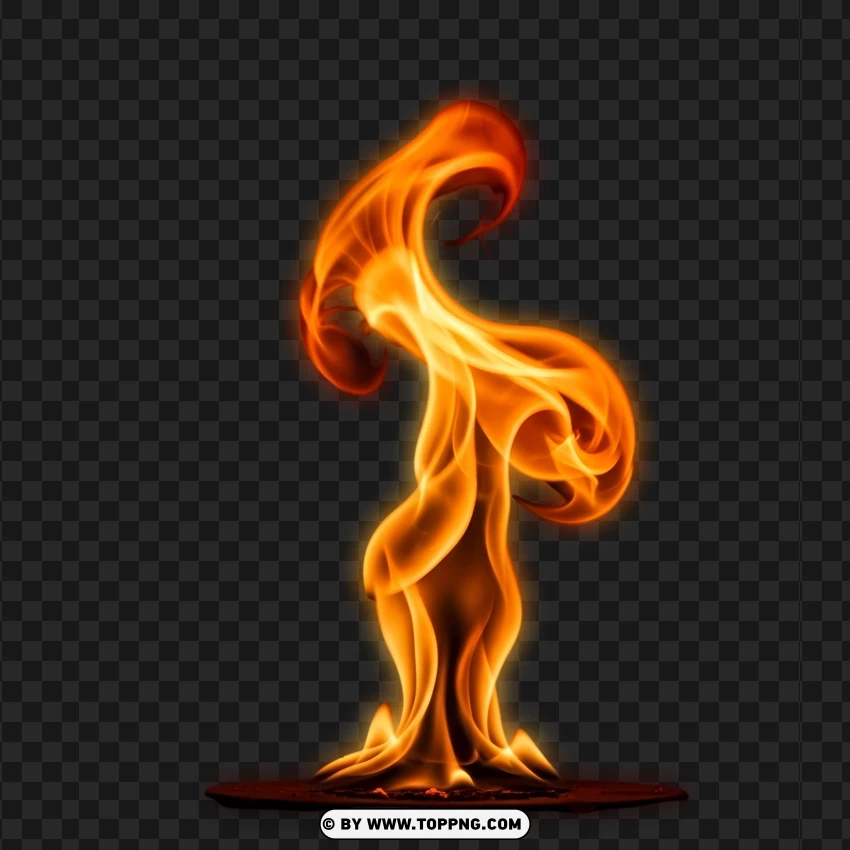 Soft Swirling Orange Flame Rising In Light Airy Motion PNG Transparent Background