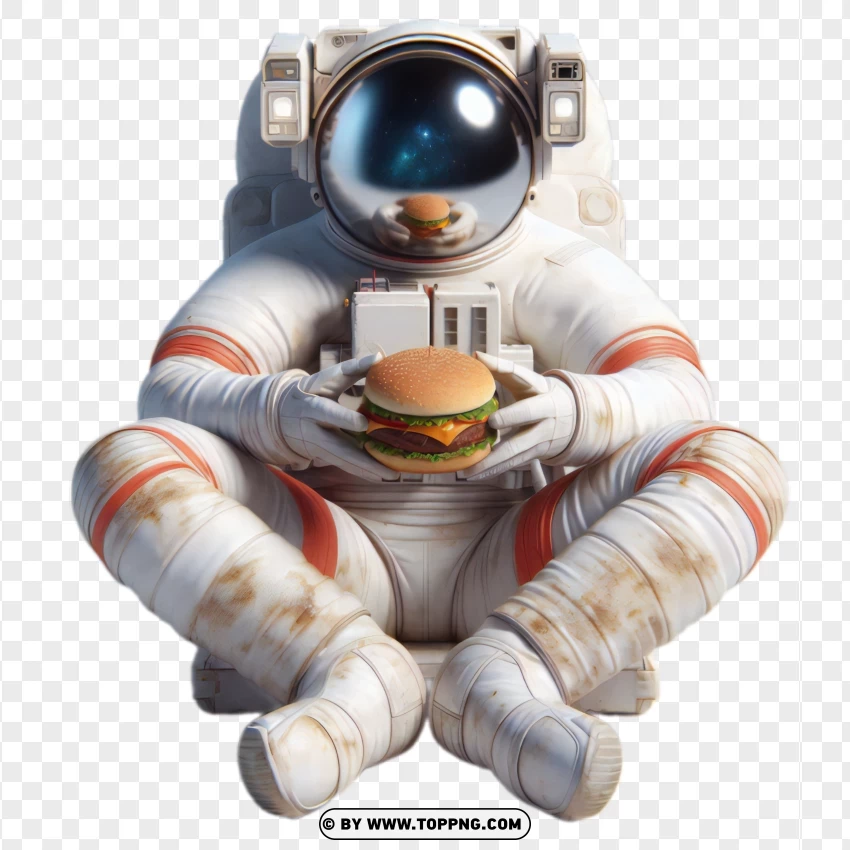 Astronaut enjoying breakfast while seated in space png