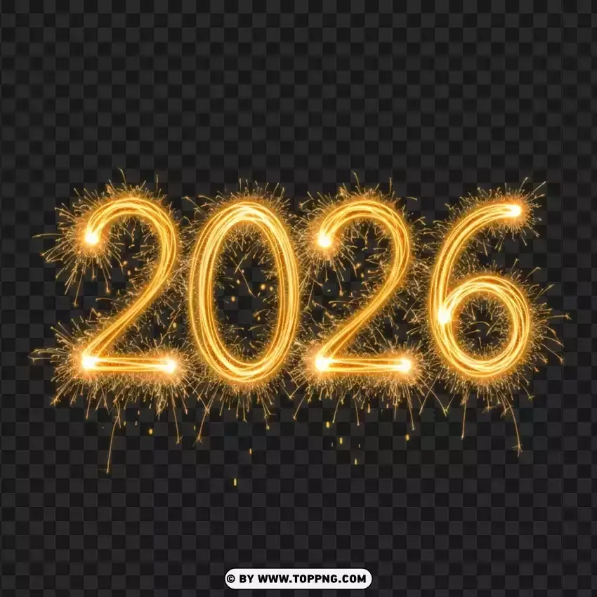 Sparkler Firework 2026 Light Typography PNG Transparent Background