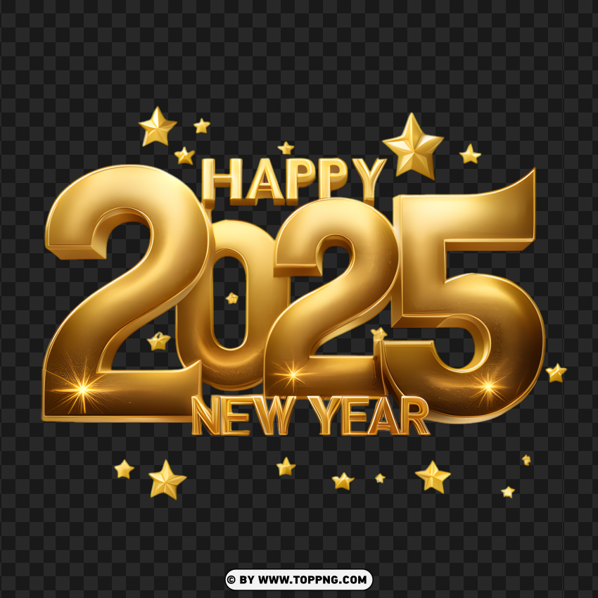 Sparkling 2025 New Year Celebration PNG Transparent Background