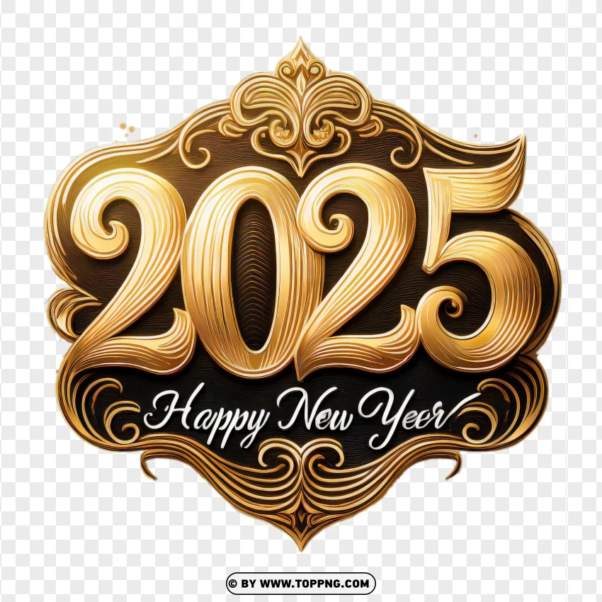 Sparkling 2025 New Year Greetings PNG Transparent Background