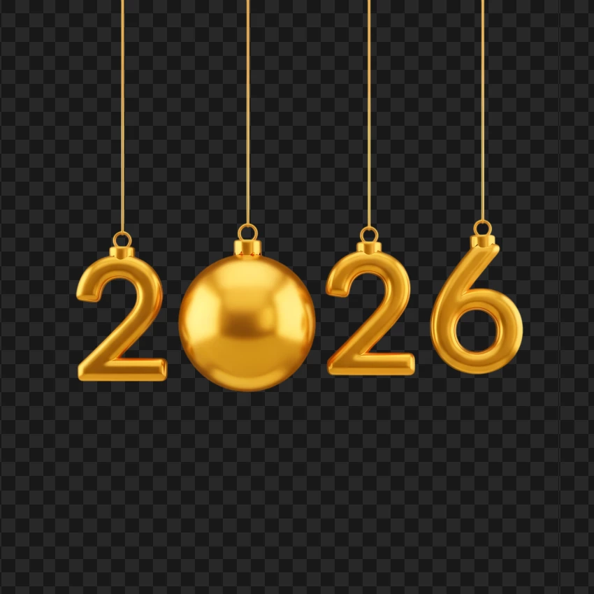 Sparkling 2026 hanging typography design for New Year celebration