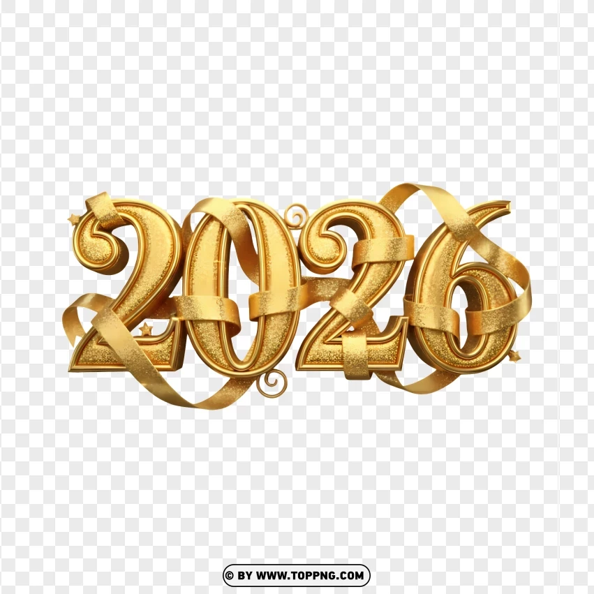 Sparkling Gold 2026 Holiday Text PNG Transparent Background