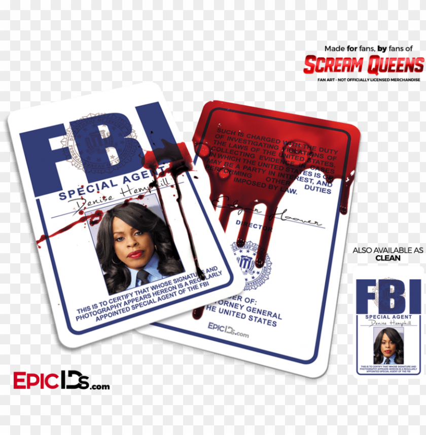 Special Agent 'scream Queens' Cosplay Id Badge Event PNG Image With Transparent Background
