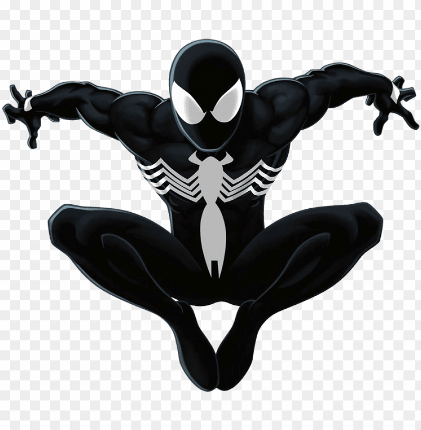 Spider-man Clipart Spider Hanging - Spider Man Black Suit PNG Image With Transparent Background