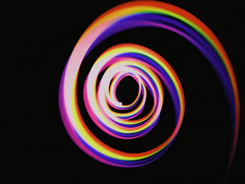 spiral, colorful, rainbow, light, long exposure, movement