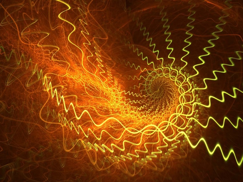 spiral, threads, tangled, glow, fractal