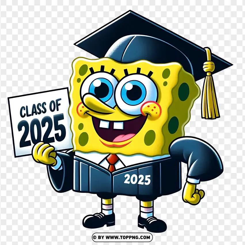 Spongebob Class 2025 Graduation Clipart PNG Transparent Background