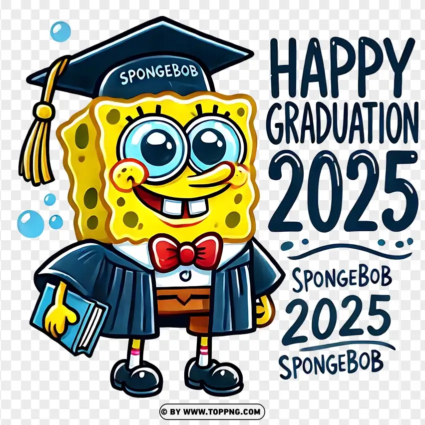 Spongebob Happy Graduation 2025 PNG Transparent Background