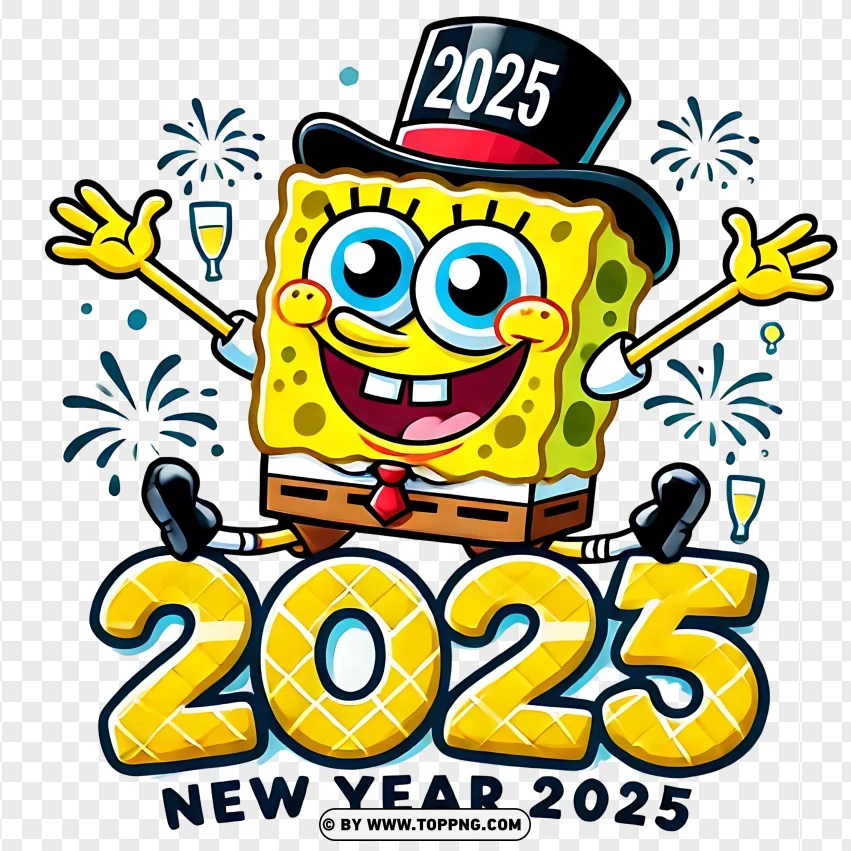 SpongeBob in Tuxedo Celebrating New Year 2025 PNG | TOPpng