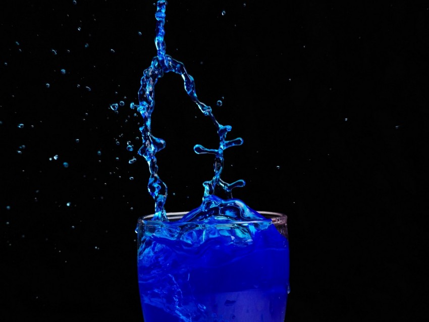 spray, splash, liquid, glass, blue