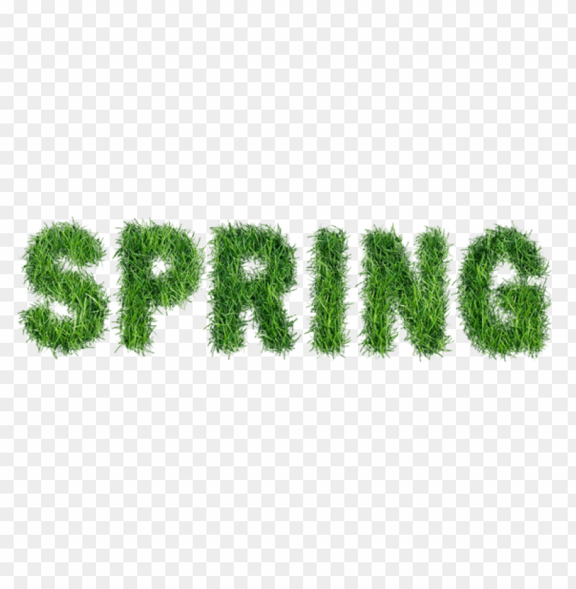 PNG image of spring with grass text with a clear background - Image ID 47304