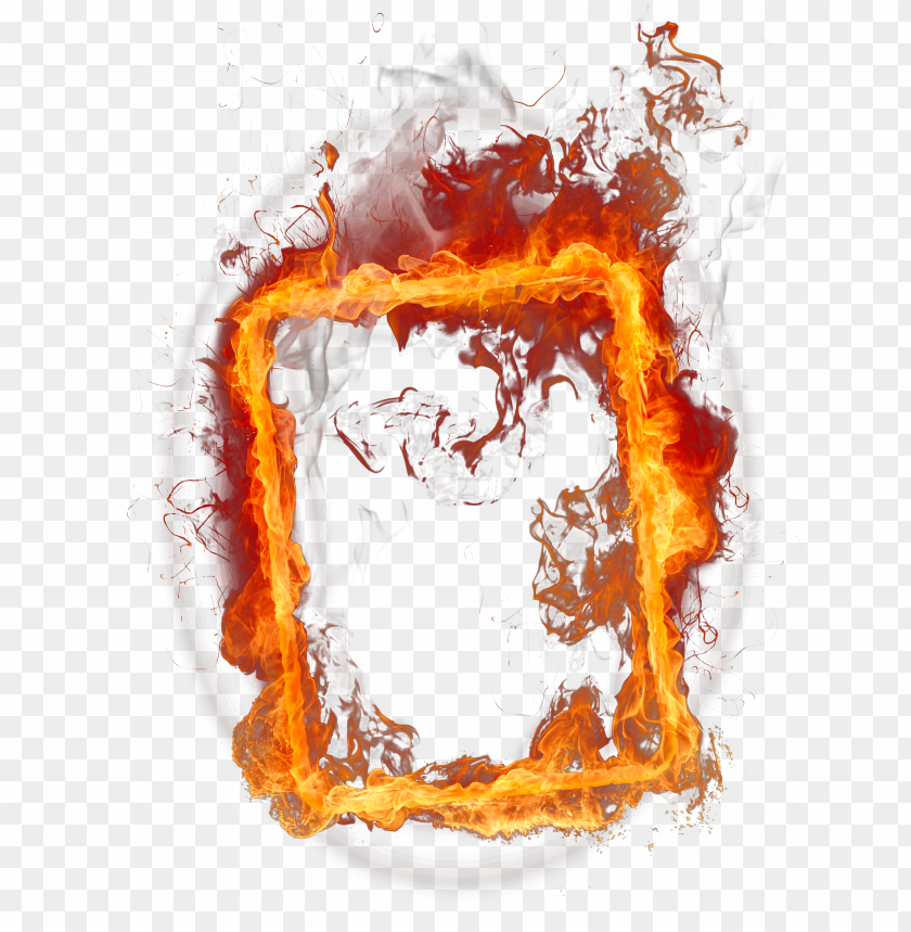 Square Outline Frame Flame Fire Border PNG Image With Transparent Background@toppng.com