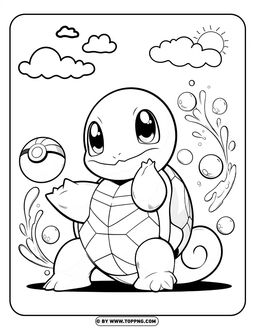 Pokémon Coloring Page,Squirtle  coloring , Pokemon Go,Pokeball, Game , Design , Fantasy 