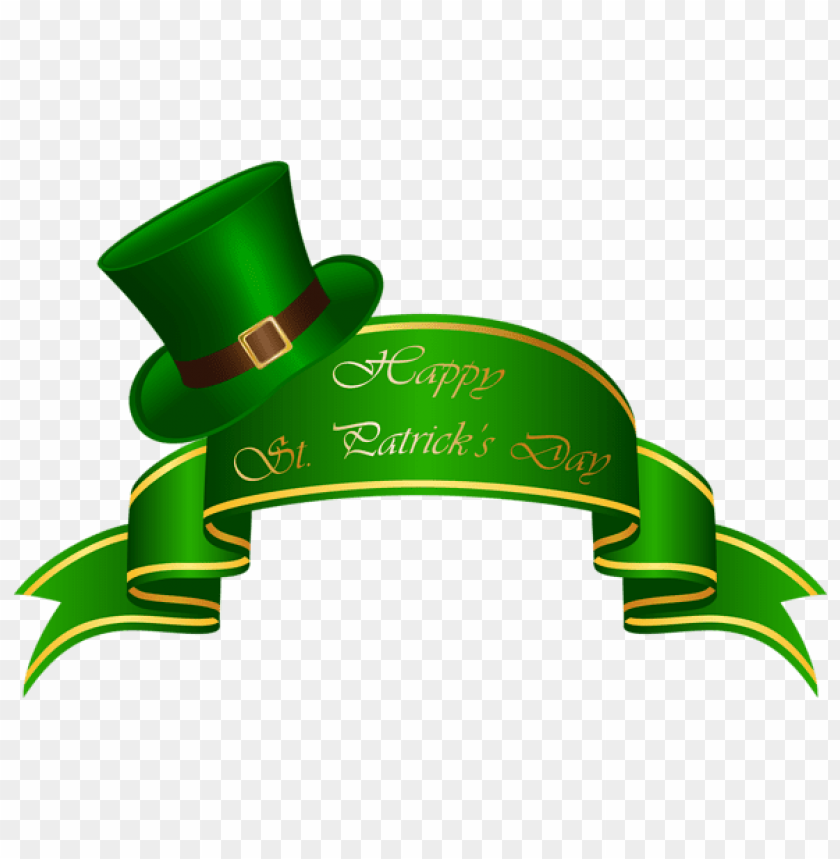 St Patricks Day Banner And Hat Transparent Png Images Background -  Image ID Is 43201