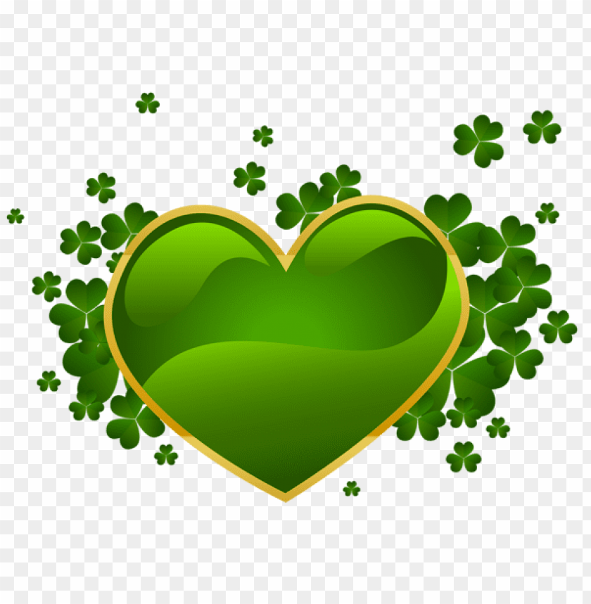 St Patricks Day Heart With Shamrock Png Images Background -  Image ID Is 43137