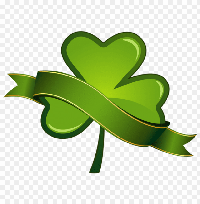 St Patricks Day Shamrock With Banner Png Images Background -  Image ID Is 43075