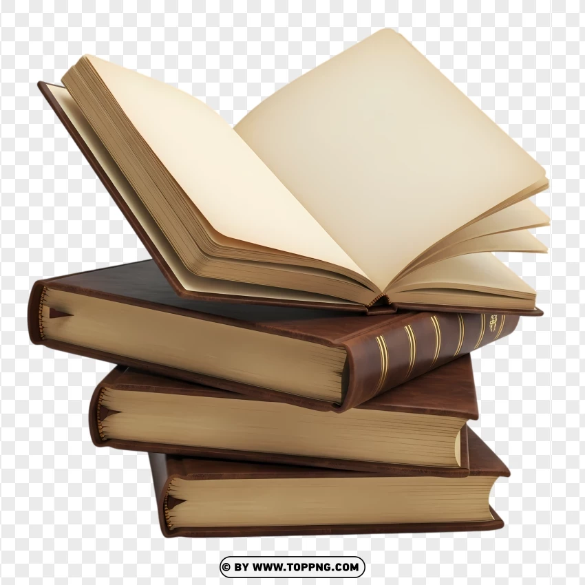 Stack Of Classic Leather Bound Notebooks PNG Transparent Background