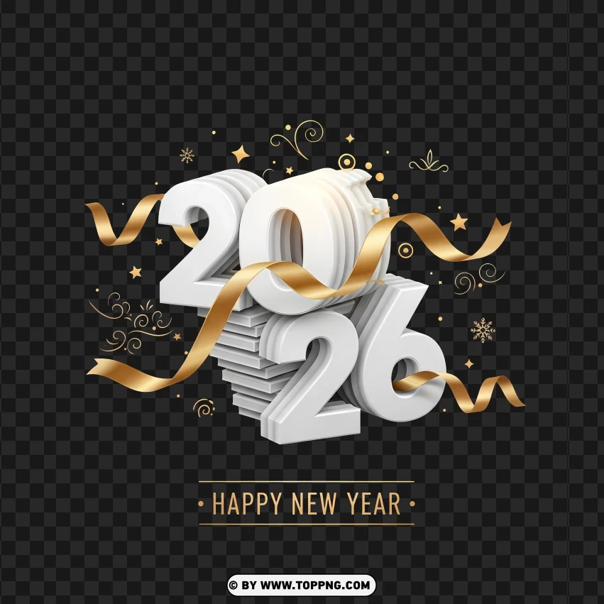 Stacked 2026 With Gold Elements New Year Theme PNG Transparent Background