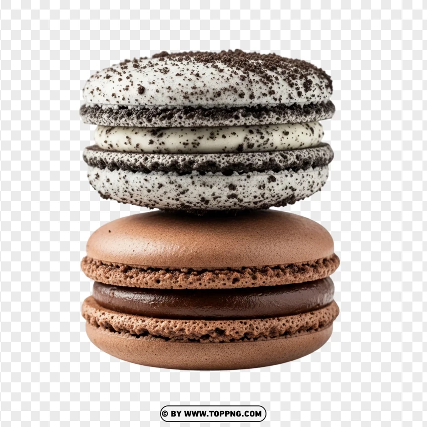 Stacked Oreo And Chocolate Macarons Dessert PNG Transparent Background